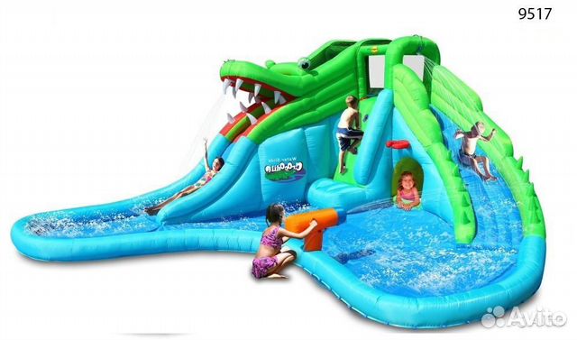 Надувной водный батут Happy Hop Крокодил 9517