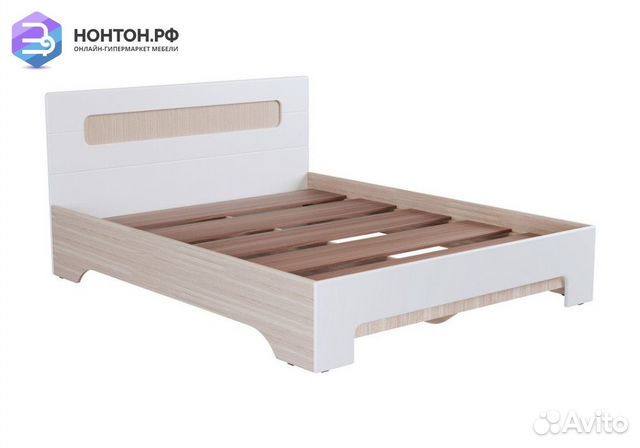 Кровать Палермо-3 1.6 м ясень шимо светлый / белый