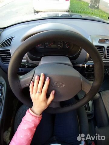 Оплетка на руль с чёрной ниткой, кожа