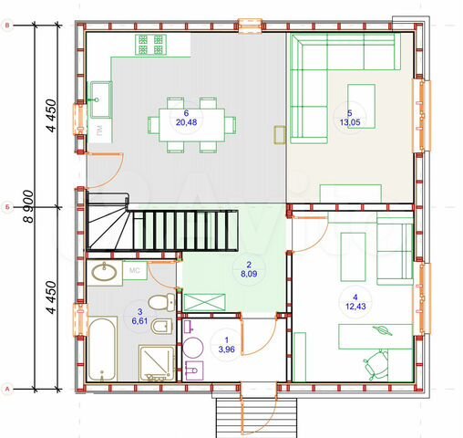 Коттедж 115 м² на участке 9 сот.