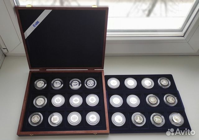 Набор монет 24 х 1 рубль серебро 1997, 2002, 2003