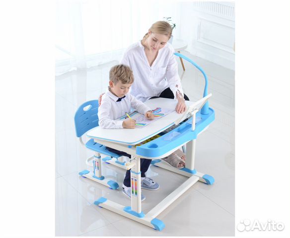 Растущая парта + Стул +LED лампа + Подставка книг