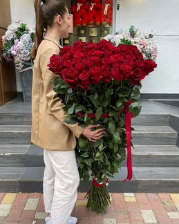 Высокие розы 40-100см.Букет 51 Эквадор.Гигант розы