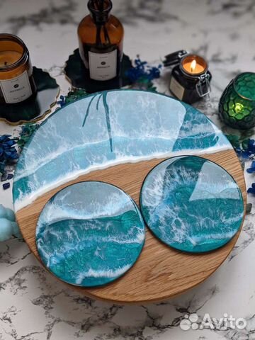 Доска разделочная с морем