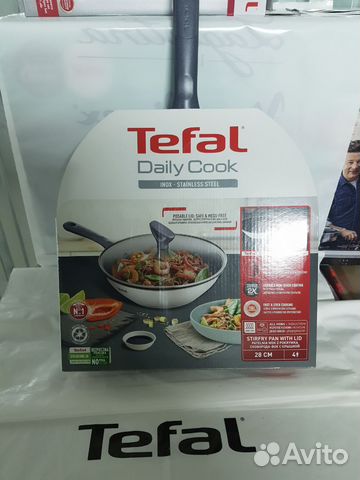 Tefal Сковорода Вок с крышкой 28 см Новый