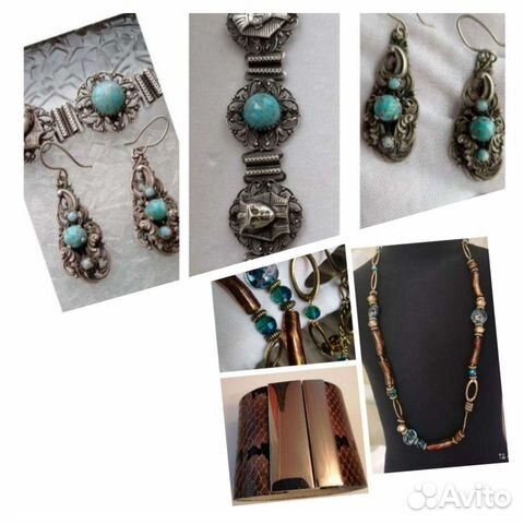 Серьги, браслет с пекинским стеклом. Винтаж