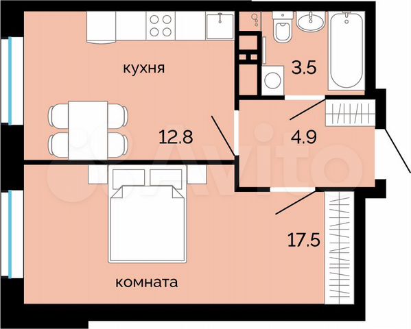 1-к. квартира, 38,7 м², 12/25 эт.