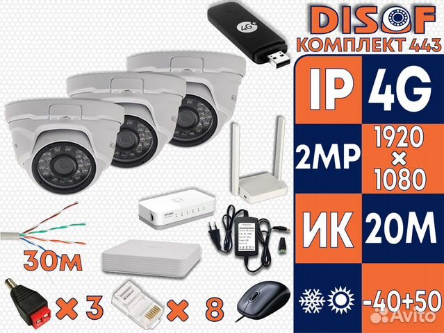 Видеонаблюдение комплект IP с 4G №443