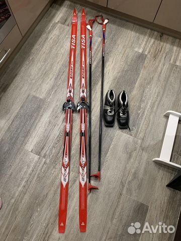 Лыжи беговые tisa с ботинками и палками