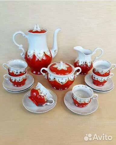 Кофейный сервиз Красный бутон Барановка