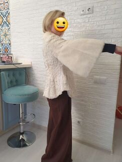 Шуба каракульча с норкой, цвет шампань, новая