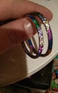 Серьги - обручи паве разноцветными цирконами