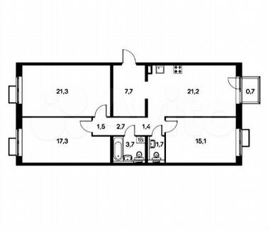 3-к квартира, 94 м², 11/15 эт.