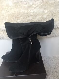 Сапоги из натуральной замши черные