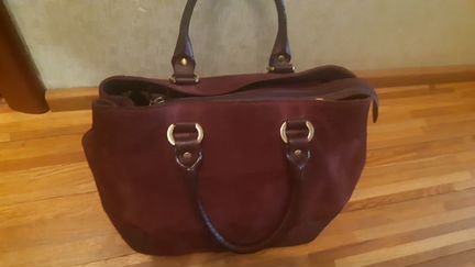 Сумка винного цвета из натуральной замши