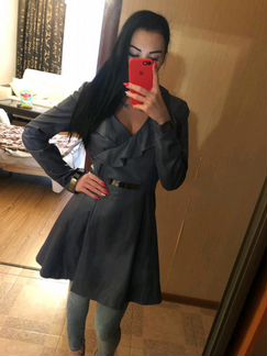 Кожаный плащ женский, размер 42-44