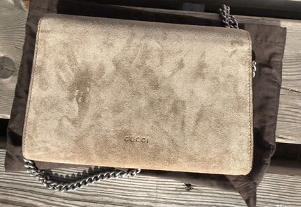 Сумка Gucci оригинал замшевая бежевая