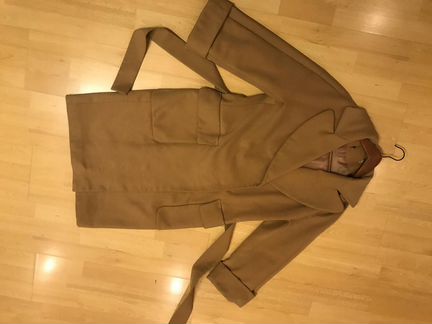 Бежевое осенне пальто в стиле MaxMara, 42р