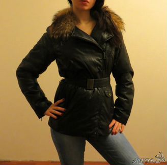 Зимняя - осеняя куртка женская с енотом