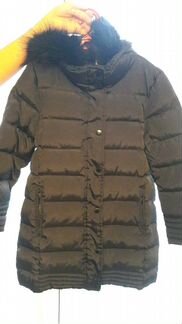 Пуховое пальто Zara 140см тёмно-синего цвета