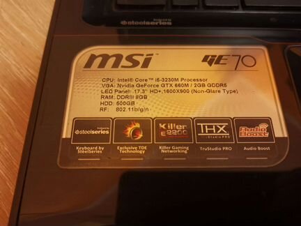 Ноутбук MSI GE70 0ND MS-1756 Intel Core i5-3230M X