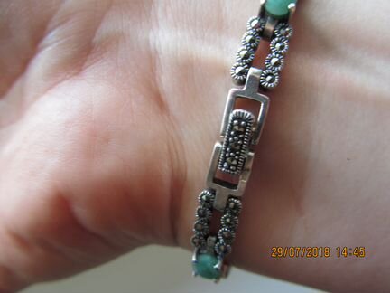 Серебряный комплект с изумрудами Milana Silver