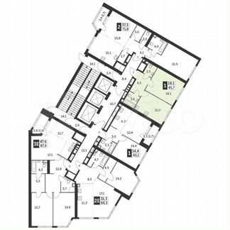 1-к квартира, 45.7 м², 5/47 эт.