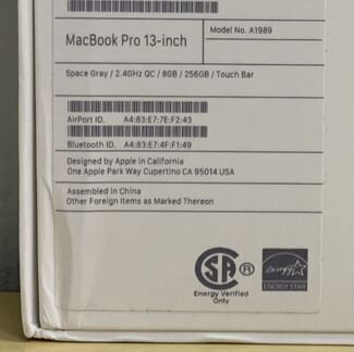 Новый Apple MacBook Pro 13 2019 i5 2.4GHz 256GB
