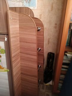 Кровать чердак с ящиками и шкафом