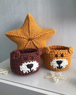 Корзина вязаная Мишка