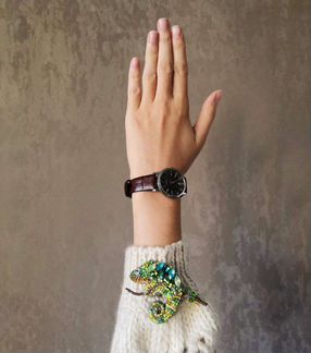 Брошь Хамелеон из бисера ручная работа украшения а