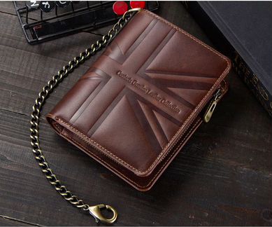 Кошелек из натуральной кожи на цепочке