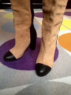 Сапоги кожа+замша zara woman р-р 37