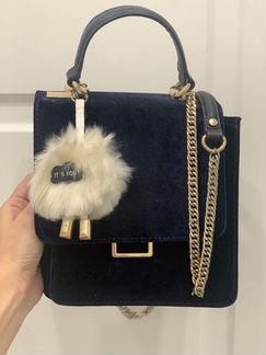 Сумка синяя бархатная