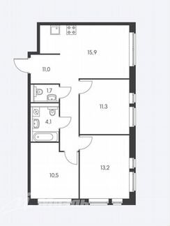 3-к квартира, 67.7 м², 5/17 эт.