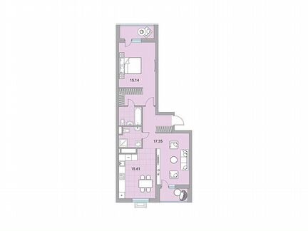 2-к квартира, 70.5 м², 9/24 эт.