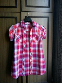 Новая рубашка Clockhouse (S) красно-белая клетка