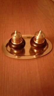 Набор для специй-латунь+дерево Индонезия