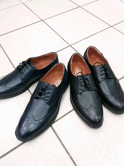 Туфли кожаные черные синие