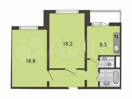 2-к квартира, 58 м², 13/17 эт.
