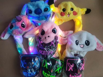 Маска Хэллоуин Пикачу Стич Единорог шапка