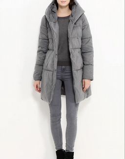 Куртка-пальто пуховик серая матовая