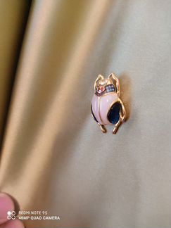 Брошь скоробей-2 серебро с позолотой