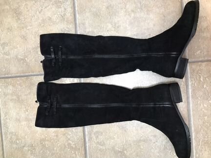 Сапоги ботфорты зимние замша