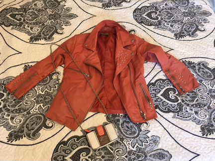 Куртка натур кожа + сумочка Guess оригинал