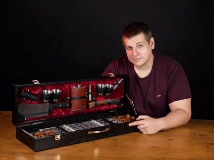 Кизлярский набор шампуров в коробке кожзам №6